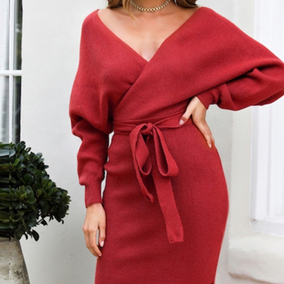 Grace Sweater Dress - Red - Picture 7 of 8